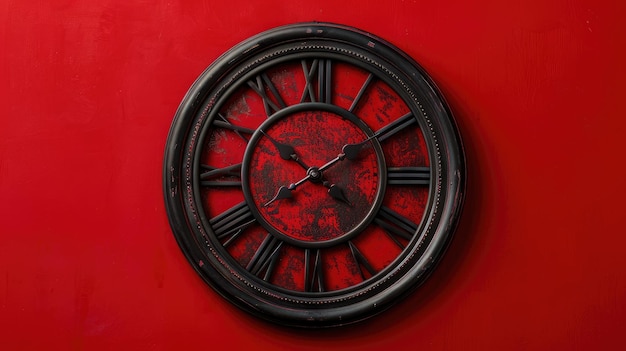 Photo horloge en rouge ia générative