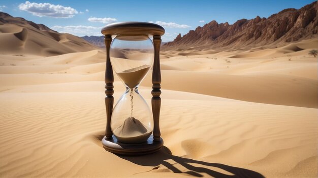 horloge de sable dans la photo du désert