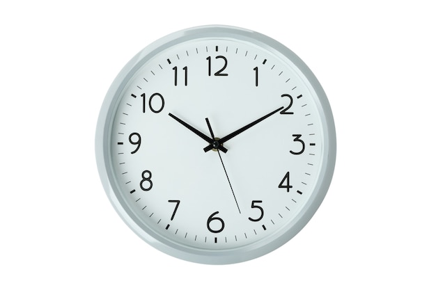 Horloge standard gris isolé sur fond blanc