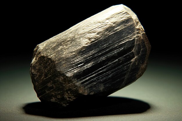 Hornblende est une pierre naturelle précieuse rare sur fond noir générée par l'IA.