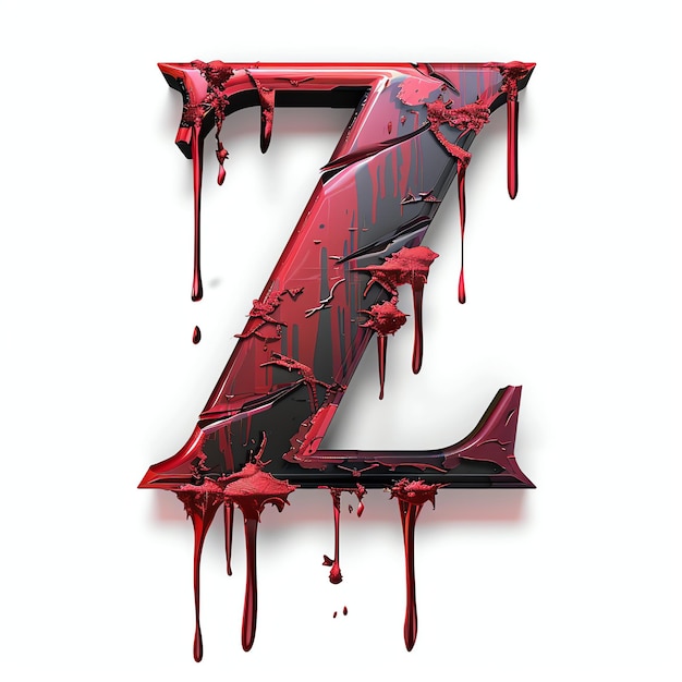 L'horreur de l'alphabet Z est effrayante en rouge.