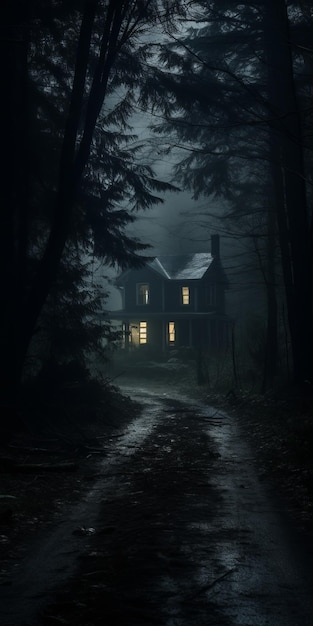 Horreur éthérée Une maison hantée dans les forêts sombres