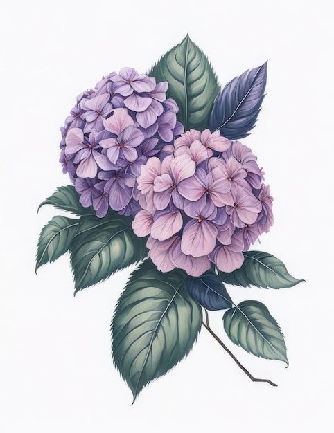 Hortensia violet et rose pastel IA générative