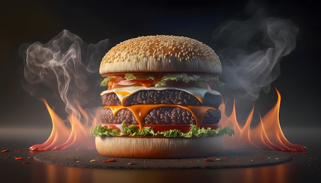 Hot big burger sandwich fumée nourriture