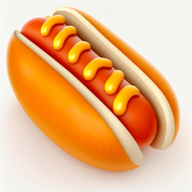 Hot-dog 3d isolé sur fond blanc