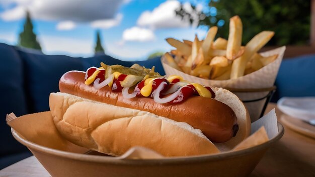 Hot-dog américain et frites