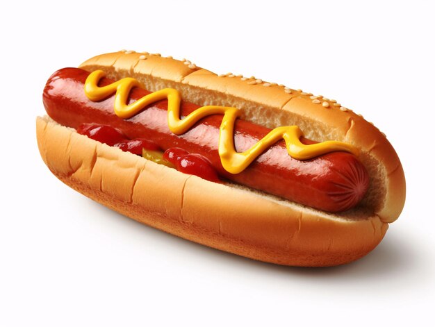 Hot-dog délicieusement garni de moutarde et de ketchup Un régal appétissant généré par l'IA