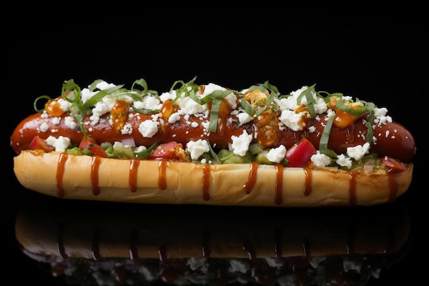 Photo un hot-dog avec du ketchup et de la moutarde