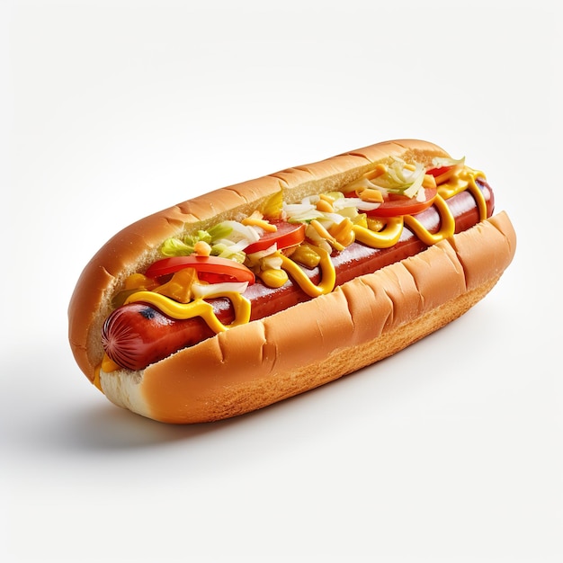 Hot-dog sur fond blanc