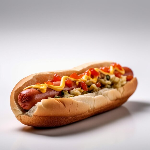 Hot-dog sur fond blanc