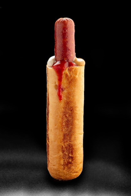 Hot-dog français sur fond noir