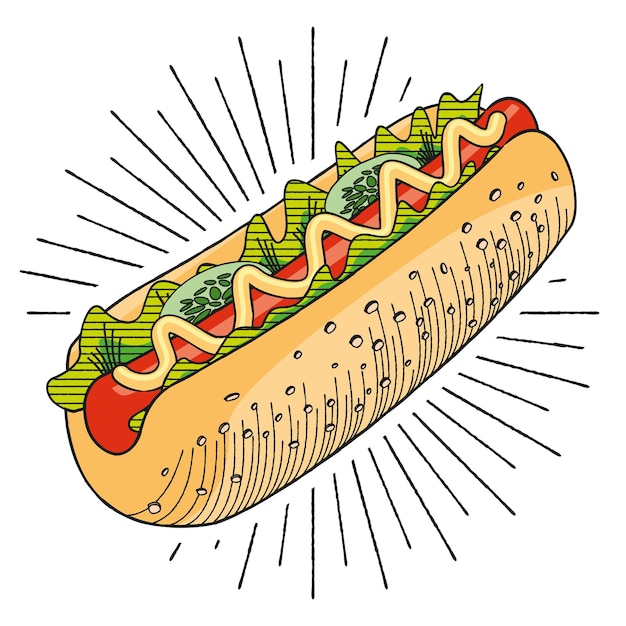 Hot-dog avec illustration de moutarde