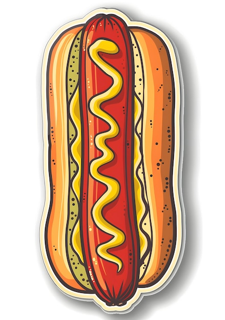 un hot-dog intelligent et nerdy dans le style d'un autocollant