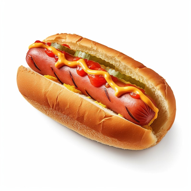 hot dog isolé sur un fond blanc