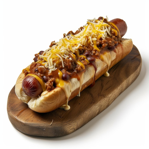 Hot-dog recouvert de chili et de fromage