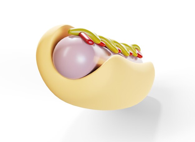 Photo hot-dog de rendu 3d sur fond blanc