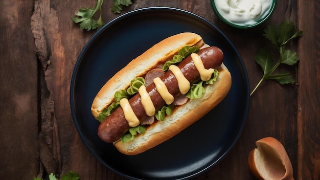 Hot-dog avec saucisse et mayonnaise