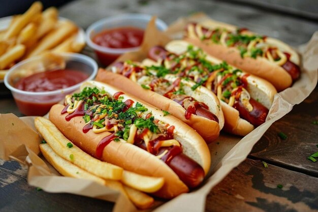 Des hot-dogs et du ketchup.