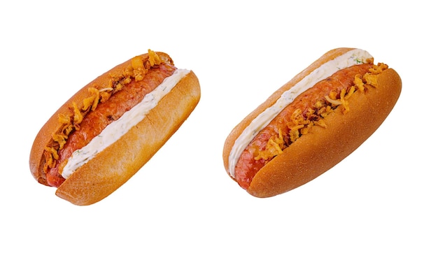 Des hot-dogs avec les oignons les plus croustillants.