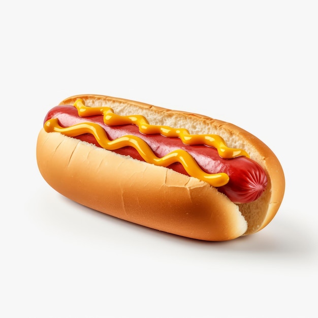 Hotdog ultra réaliste en 4K sur fond blanc