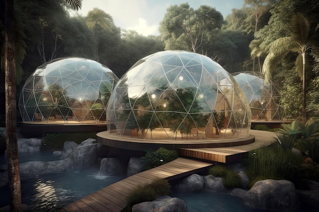 Hôtel avec écosystème Biodôme pour activités récréatives en plein air Generative AI