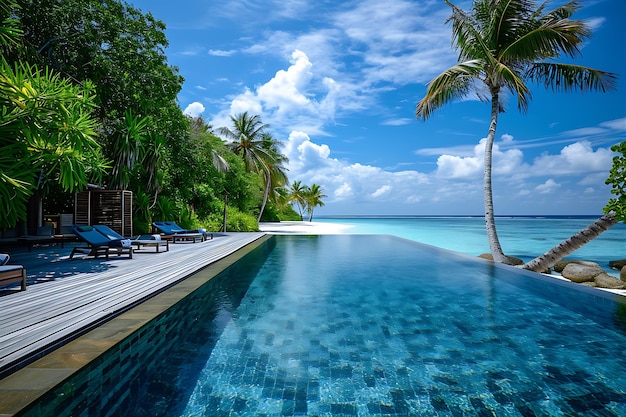 Photo hôtel island pool à uyuni avec vue sur la plage tropicale