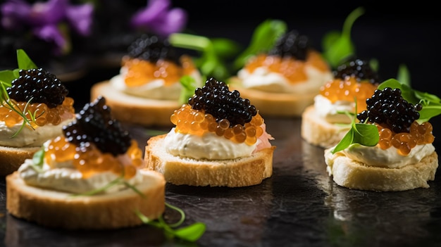 Hôtellerie alimentaire et service d'étage Appétit avec caviar comme cuisine exquise dans le restaurant de l'hôtel Menu à la carte Art culinaire et cuisine raffinée