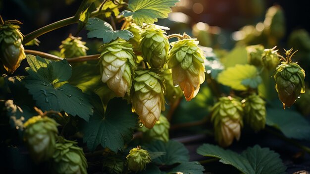 Le houblon frais de la ferme