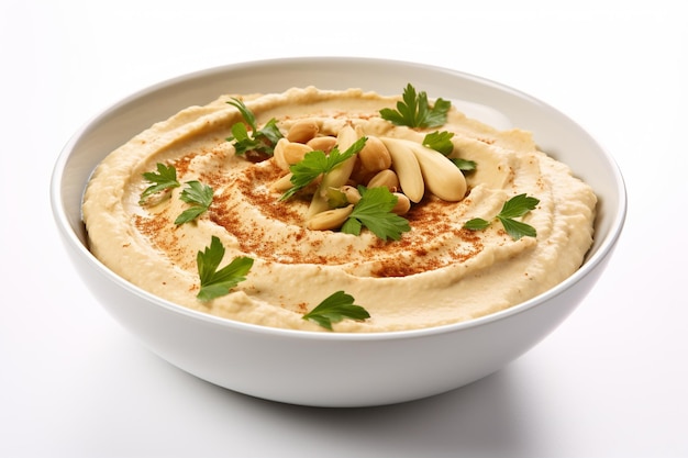 Houmous libanais sur fond blanc