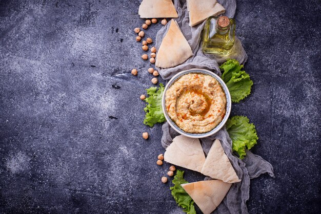 Houmous et pain pita