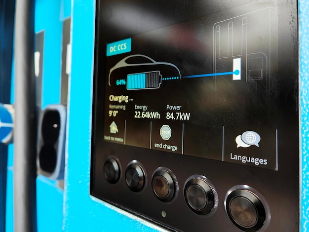 Hub de station de charge de véhicule électrique ev avec interface utilisateur d'affichage d'écran d'icône visuelle