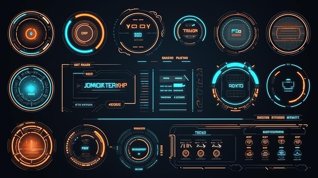 Photo hud cible pour l'écran de jeu hudgui pour la conception de l'arrière-plan du jeu arrière-plan technologique données numériques ia générative