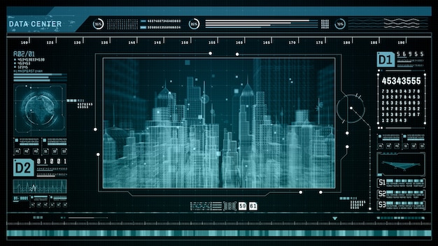 HUD Scan holographique futuriste Smart city