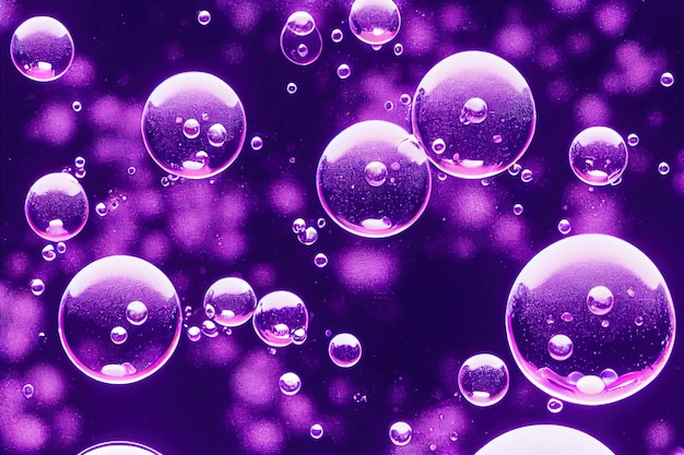 Huile d'illustration 3D avec bulles sur fond violet