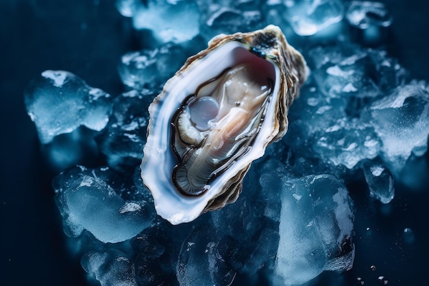 Huître parfaite sur glace au milieu de la mer IA générative