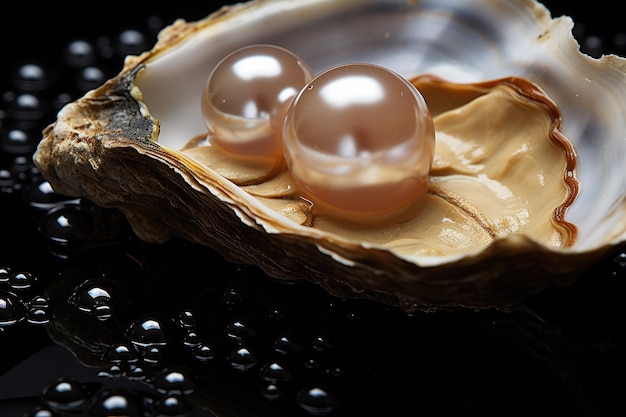 Huîtres Perlières D'akoya Et Perles Dans Le Style D'une Pigmentation  Explosive De Précision Délicate