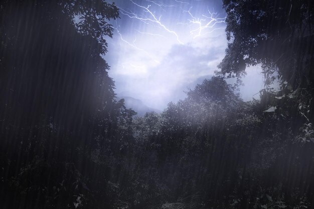 L'humeur de la mère nature Cropped shot un orage au-dessus d'une montagne comme on le voit à travers une clairière dans la forêt