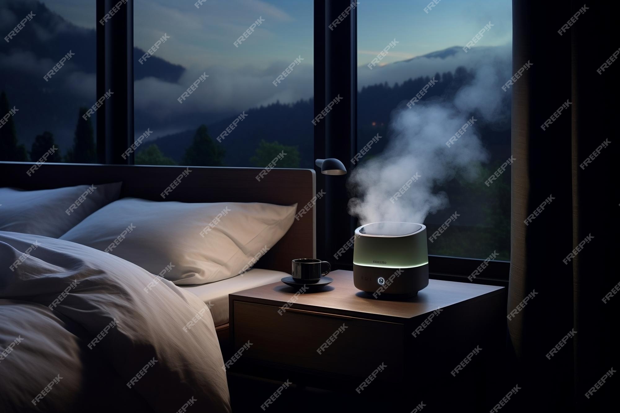 Humidificateur De Chambre à Coucher Peaceful Hum Generative Ai