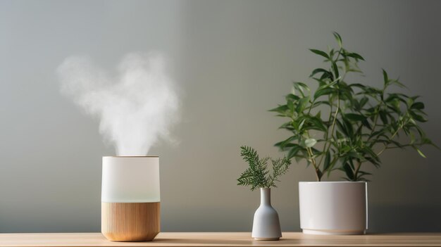 L'humidificateur sur la table dans l'appartement rend l'air humide