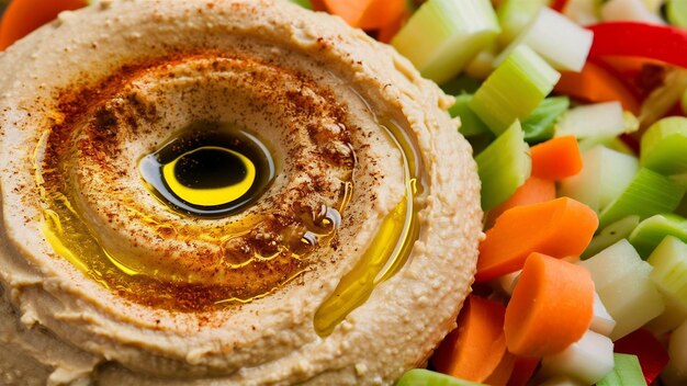 Photo un hummus délicieux.