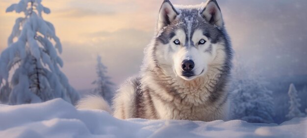 Husky dans la neige