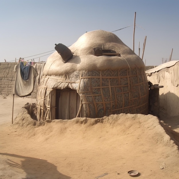 Photo une hutte avec une porte qui dit le mot hutte dessus