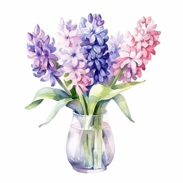 Des hyacinthes colorées dans un vase en verre Art à haute résolution