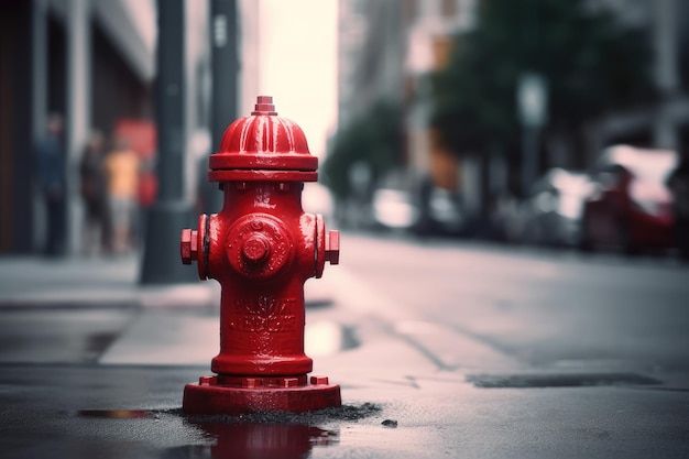 Un hydrant d'incendie softfocus paysage urbain en arrière-plan AI