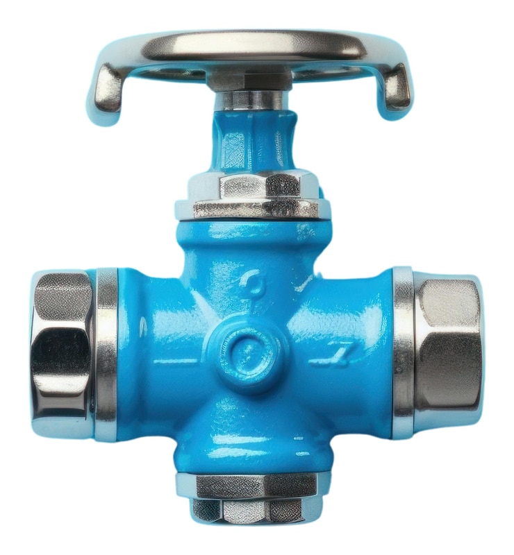 Photo hydrant de soupape de plombier en png bleu métal