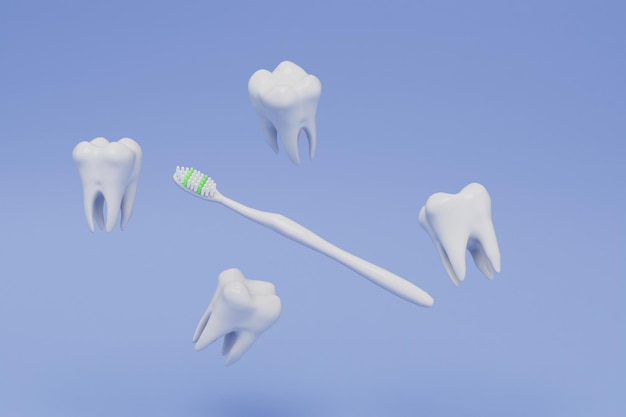 Hygiène bucco-dentaire brossage obligatoire des dents avec une brosse à dents de haute qualité rendu 3d