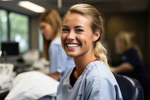 Photo des hygiénistes dentaires présentant professionnellement les étapes de la procédure d'écaillage et de planage des racines