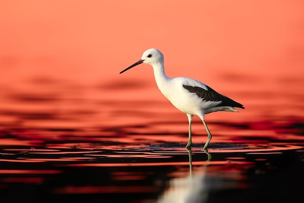 Hymantopus à ailes noires qui le nettoie