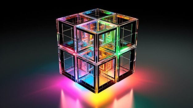 Photo hypercube de sisyphe une interprétation de style brut de la tâche sans fin dans une dimension géométrique