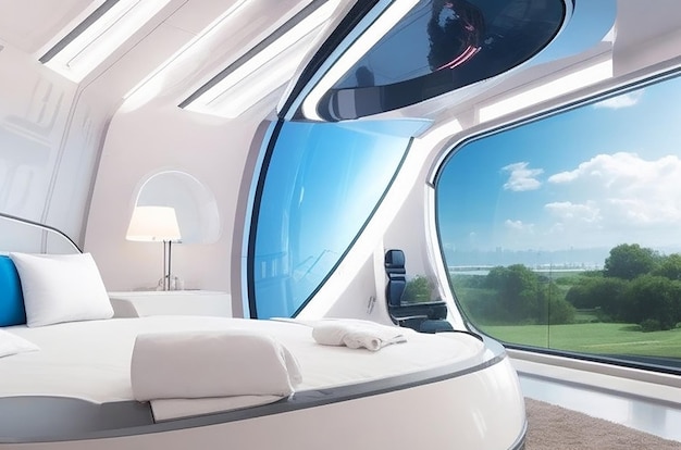 Hyperloop Haven Une chambre futuriste dans une capsule à grande vitesse